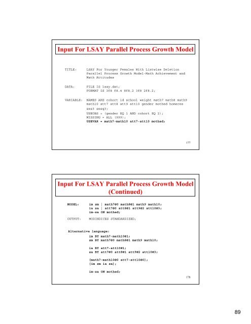 Introductory And Intermediate Growth Models - Mplus