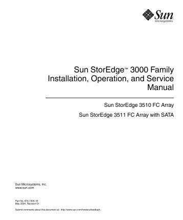 Sun StorEdge 3000 Family Installation, Operation, and Service Manual