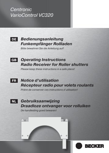 Becker Centronic VarioControl VC320 Anleitung - auf enobi.de