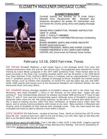 2004 USDF/Premier Dressage Adult Clinic Series Rider Application