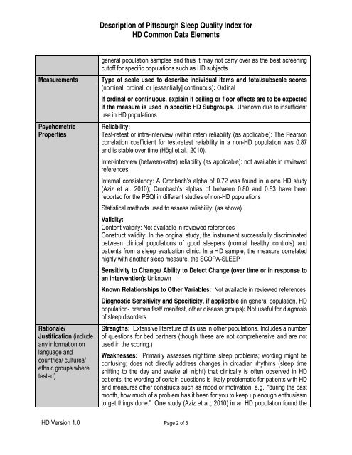 NINDS CDE Huntington's Disease Behavioral Psychology Subgroup ...