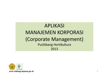 Corporate Management - Puslitbang Hortikultura