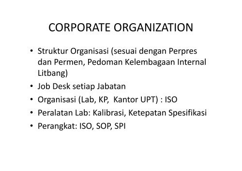 Corporate Management - Puslitbang Hortikultura