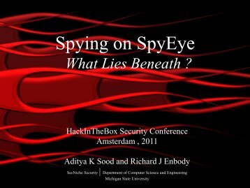 Spying on SpyEye Botnet - What Lies Beneath.