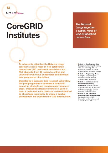 Annual report for download - CoreGRID Network of Excellence