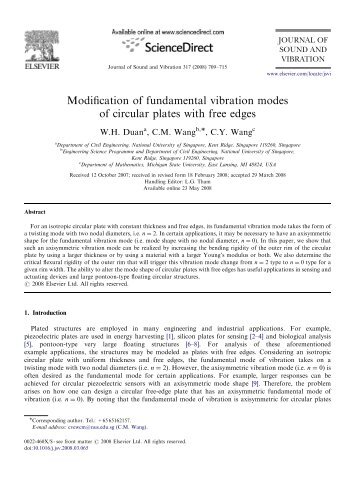 Modification of fundamental vibration modes of circular plates with ...