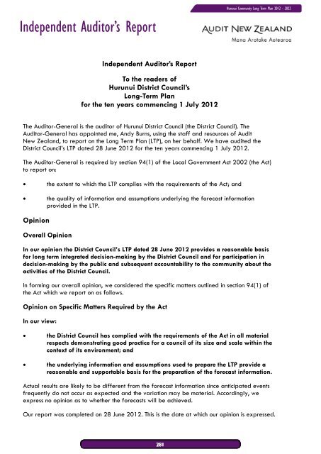 Draft Long Term Plan 2012-2022 - Hurunui District Council