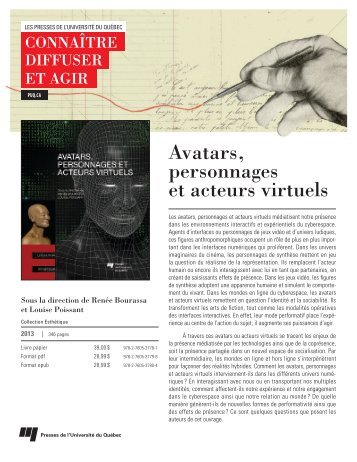 Avatars, personnages et acteurs virtuels - Presses de l'Université du ...