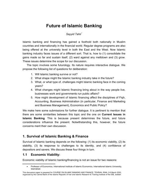 Future of Islamic Banking - IRTI