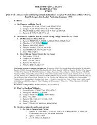 PHILOSOPHY 234AA: PLATO READING LIST III: ETHICS [Note Well ...