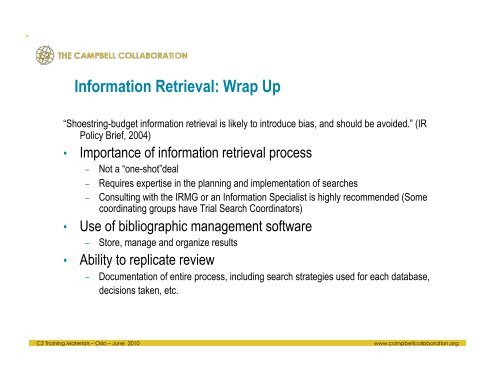 Information Retrieval - The Campbell Collaboration