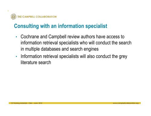 Information Retrieval - The Campbell Collaboration