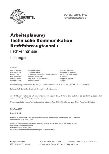 Arbeitsplanung Technische Kommunikation Kraftfahrzeugtechnik