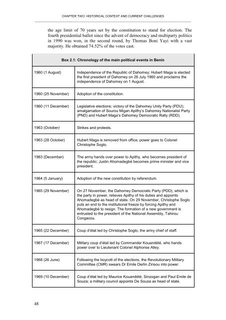 Benin report - Institut Africain de la Gouvernance