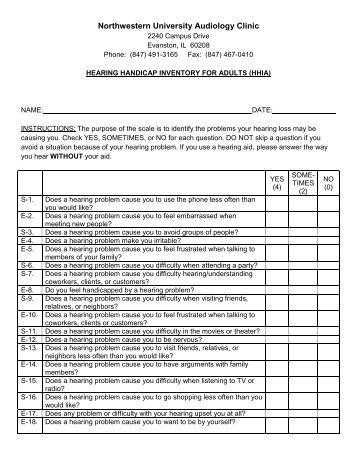 Hearing Handicap Inventory For Adults (HHIA)