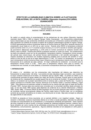 efecto de la variabilidad climatica sobre la fluctuacion - Instituto ...