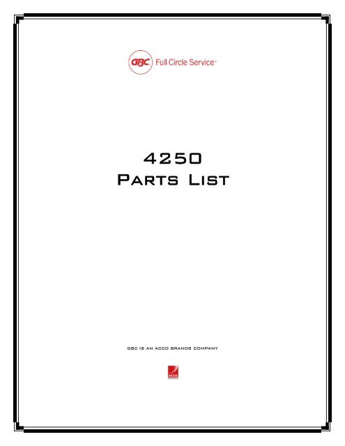 4250 Parts List