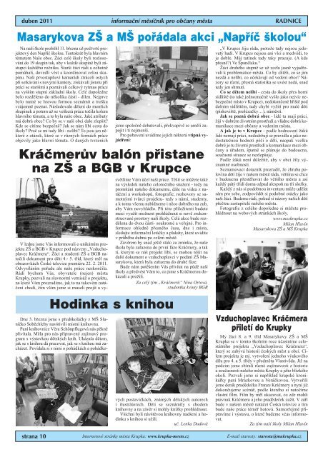Měsíčník Radnice (duben 2011) - Město Krupka
