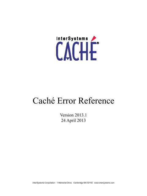 General Error Messages Intersystems Documentation