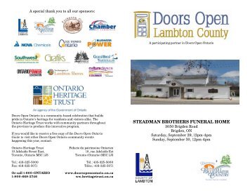 steadman brothers funeral home - Doors Open Lambton County