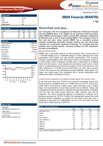 M&M Financial (MAHFIN) - ICICI Direct