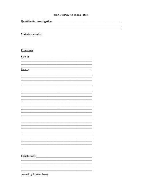 Reaching Saturation Student Worksheet