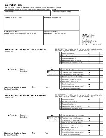 IOWA SALES TAX QUARTERLY RETURN Information ... - FormSend