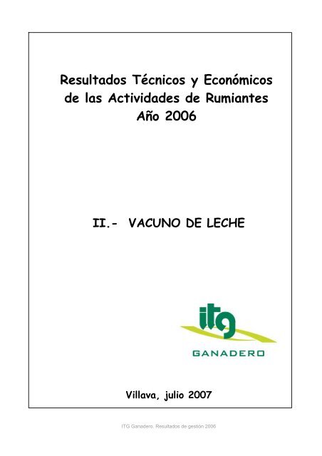 Resultados Vacuno de Leche 2006 - ITG Ganadero