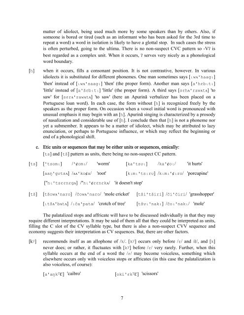 A Phonemic Analysis of the ApurinÃ£ Language