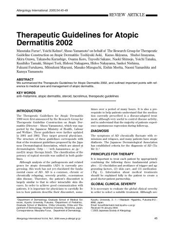Therapeutic Guidelines for Atopic Dermatitis 2002 - Allergology ...