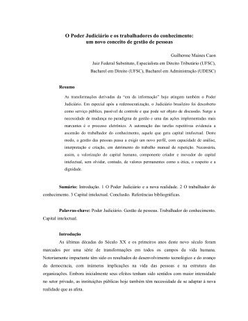 O Poder Judiciário e os trabalhadores do conhecimento - Tribunal ...