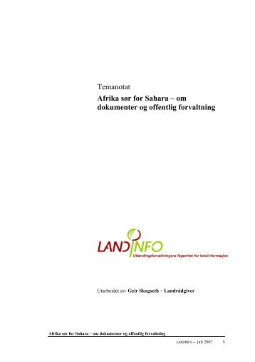 Temanotat Afrika sÃ¸r for Sahara â om dokumenter og ... - LandInfo