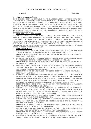 acta de sesión ordinaria de concejo municipal nº 14 – 2012 07 -05 ...