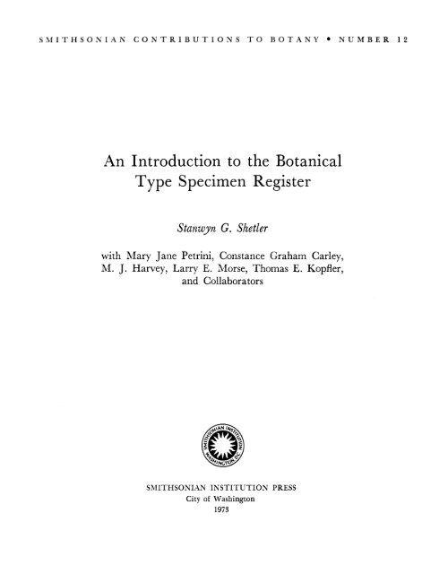 An Introduction to the Botanical Type Specimen Register