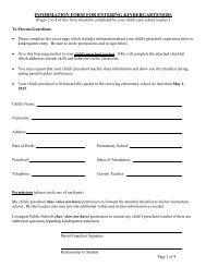 information form for entering kindergarteners - Lexington Public ...