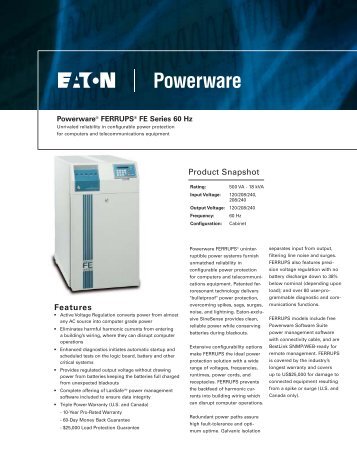 powerware ferrups fe 500va to 18kva.pdf - United Power & Battery