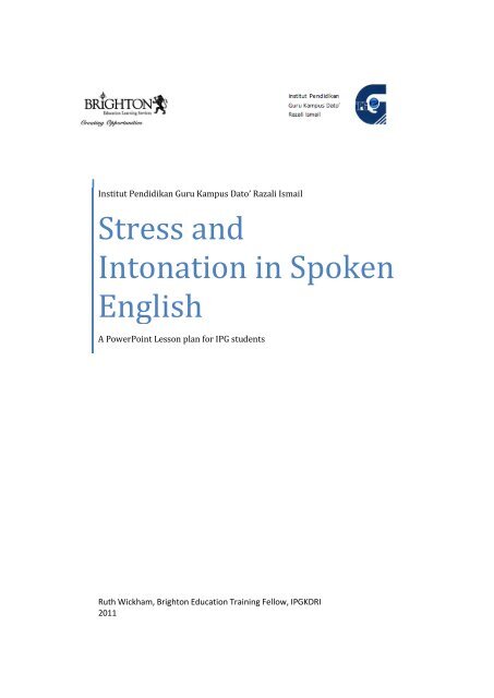 Stress and Intonation in Spoken English