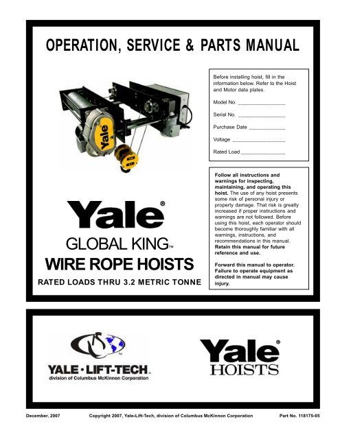 Yale Global King 1-3 Ton - Ace Industries, Inc.