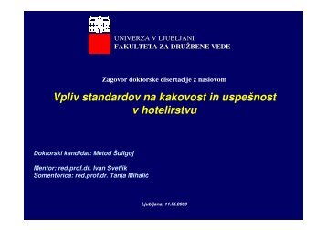 Predstavitev iz zagovora doktorata - Turistica