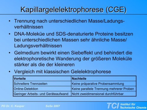 Kapillarelektrophorese - TCI @ Uni-Hannover.de