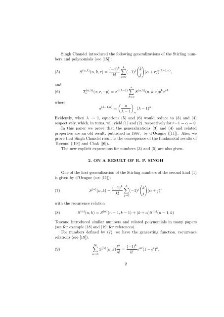 ON GENERALIZED STIRLING NUMBERS AND POLYNOMIALS