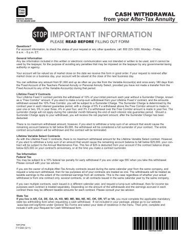 Lifetime Variable Select After-Tax Annuity Withdrawal ... - TIAA-CREF