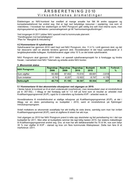 ÃRSBERETNING 2010 - Porsgrunn Kommune