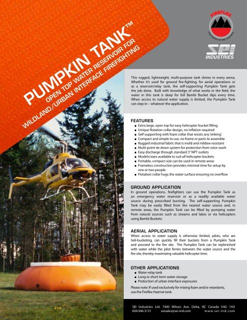 Fireflex Pumpkin Tank Brochure - SEI Industries Ltd.