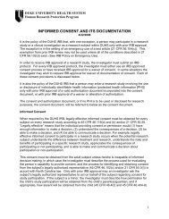 INFORMED CONSENT AND ITS DOCUMENTATION - Duke University