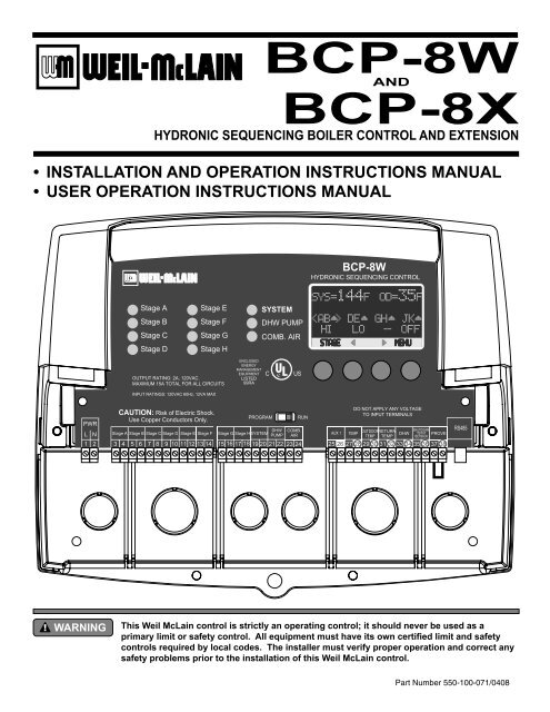 BCP-8 Hydronic Manual - Weil-McLain