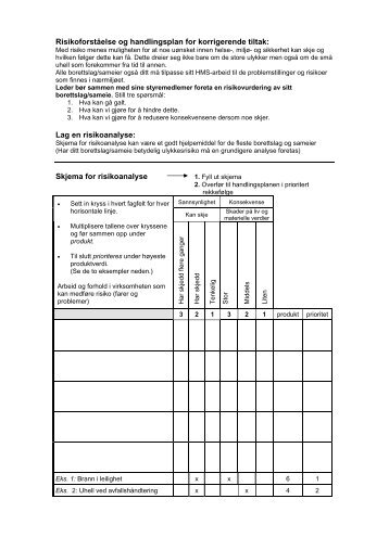 Risikoforståelse og handlingsplan for korrigerende tiltak: Lag en ...