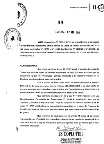 Res. NÂ°99-13 - EmisiÃ³n 6Â° Tramo - ME - TesorerÃ­a General de la ...