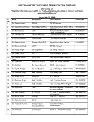 List of Participants âRight to Information Act, 2005 for First ... - HIPA