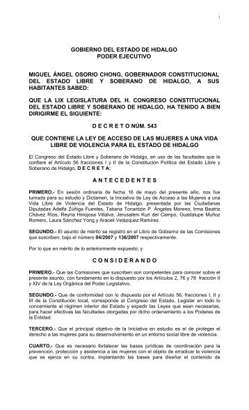 GOBIERNO DEL ESTADO DE HIDALGO PODER ... - CONAVIM